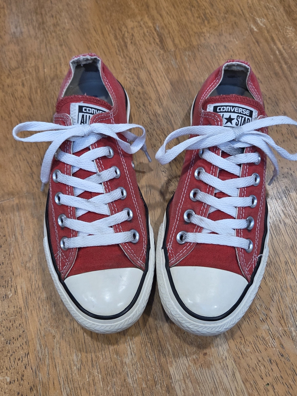 Converse Red Low-Top Canvas Sneakers with White Laces